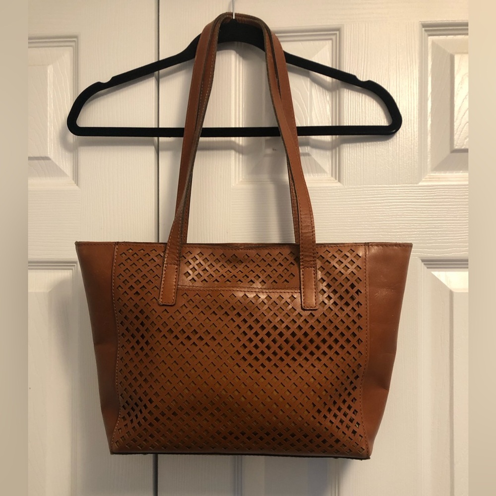Patricia Nash Brown Leather Laser-Cut Tote